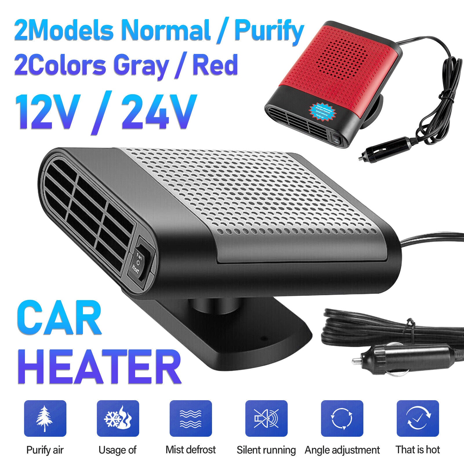 12V 500W CAR Heater Portable Electric Heating Fan Defogger Dem I3O5 EUR  18,83 - PicClick FR